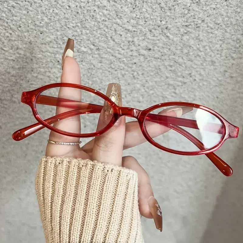 Japanese Korean Small Oval Frame Glasses Women Retro Harajuku Eyeglasses Clear Spectacle Blue Light Blocking Eyewears