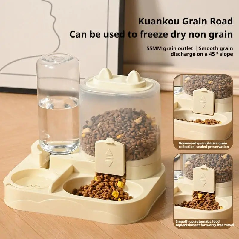Plastic  Automatic Cat Feeder And Waterer All-in-One Pet Food Water Dispenser Large Capacity Food Storage Dispenser Pet Supplies