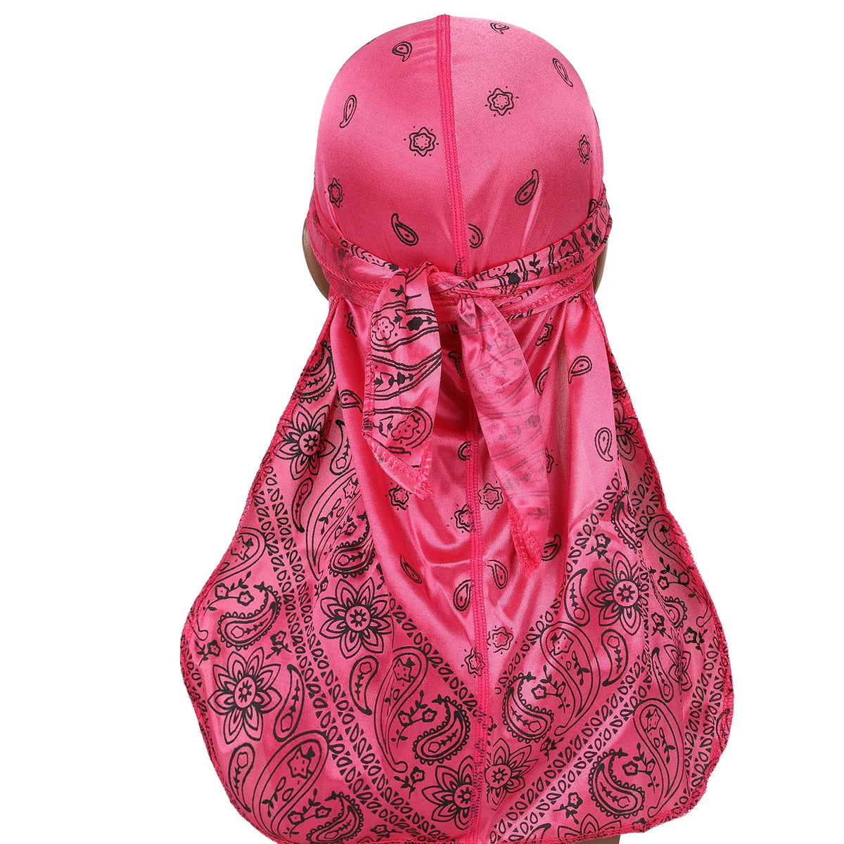 Satin Floral Printed Headband Scarves for Women Hair Accessories Mens Doo Rag Durag Long Tail Cap Bandana Turban Unisex Headwear