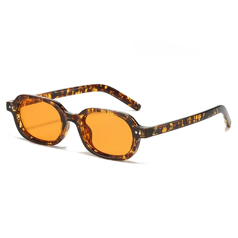 SO&EI Retro Small Oval Sunglasses Women Shades UV400 Fashion Rivets Men Jelly Color Gradient Punk Sun Glasses