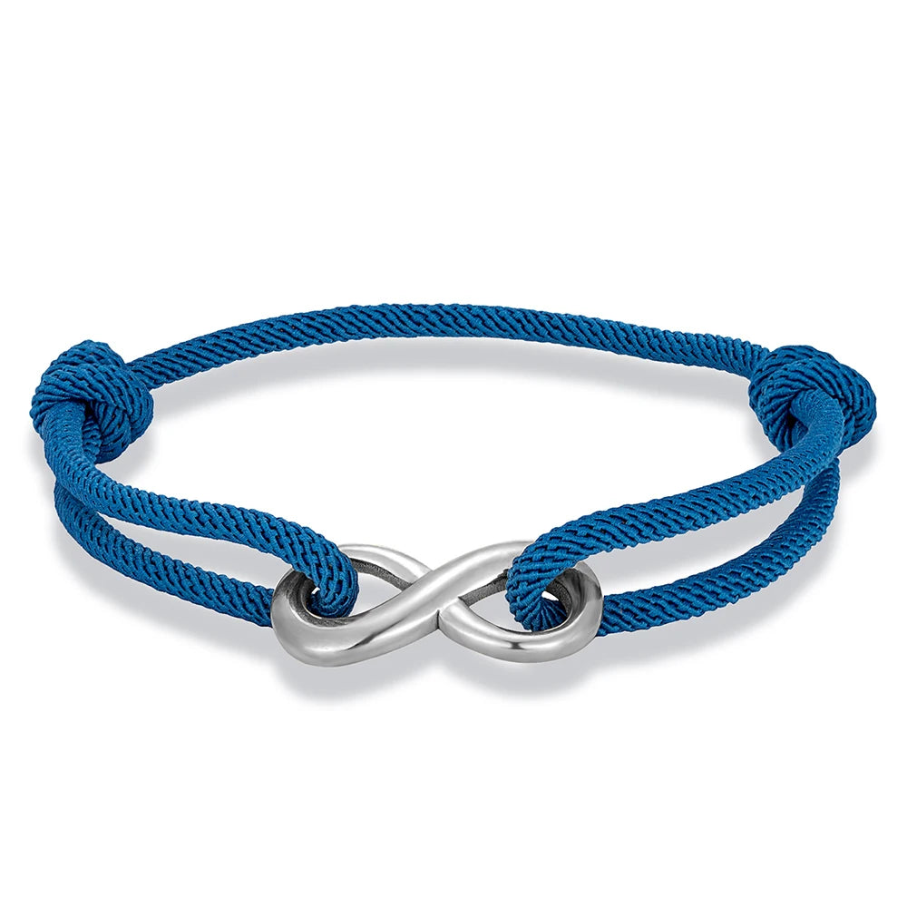 MKENDN Minimalist Stainless Steel Infinity Bracelet for Men Women Adjustable Rope Bracelet Couple Friendship Jewelry Gifts