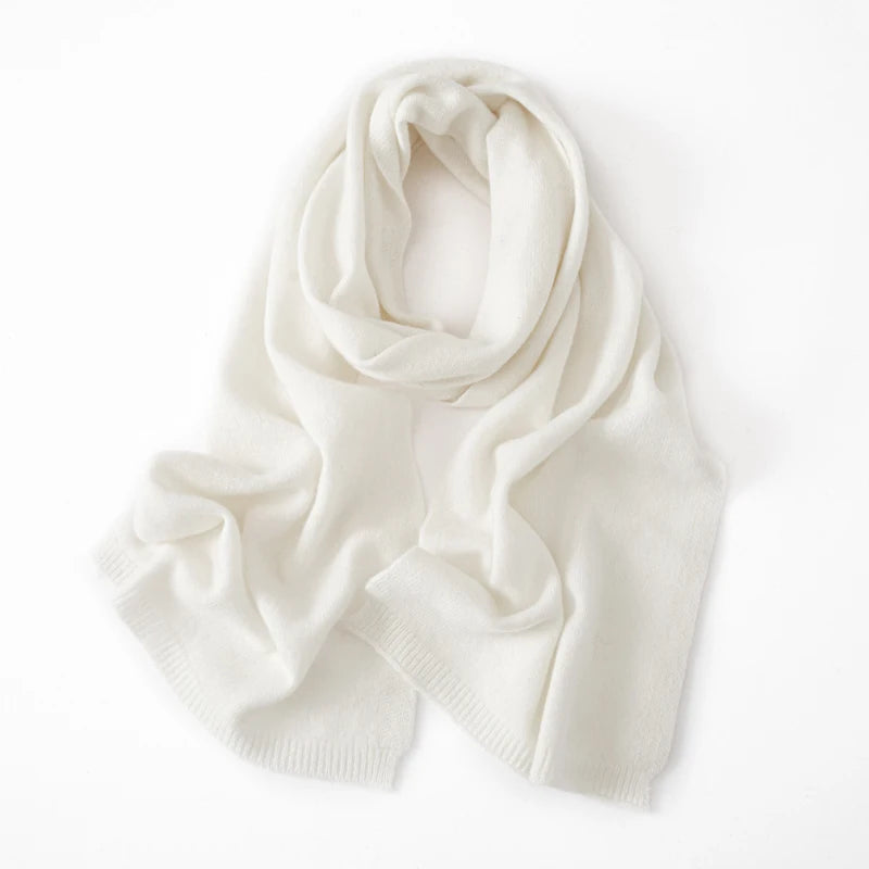 Soft 100% Cashmere Scarf for Autumn and Winter, Women's Knitted Warm Neck Protection Scarf 160*25CM