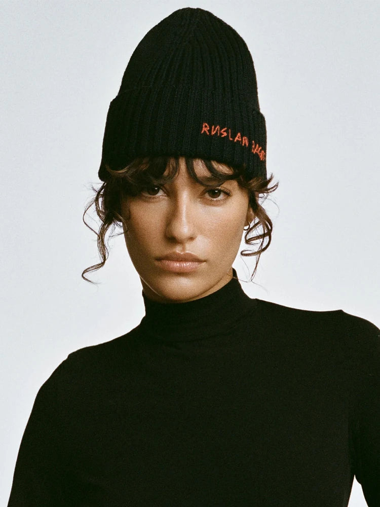 Winter Wool Knit Beanie Hat for Men and Women Thick Warm Embroidered Letter Knitted Cap Unisex Fashion Cold Weather Hat