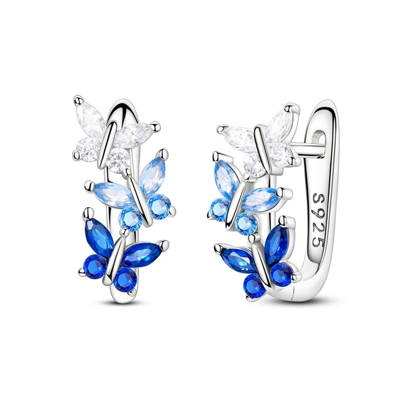 Original 925 Sterling Silver Women Hoop Earrings High Quality Shine Zircon U Shaped Classic Style Earring For Women Jewelry Gift