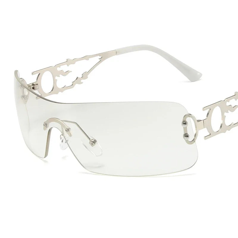New Fashion Rimless Y2K Sunglasses Women Men 2026 High Quality Trending Product Rave Party Festival Oculos De Sol UV400