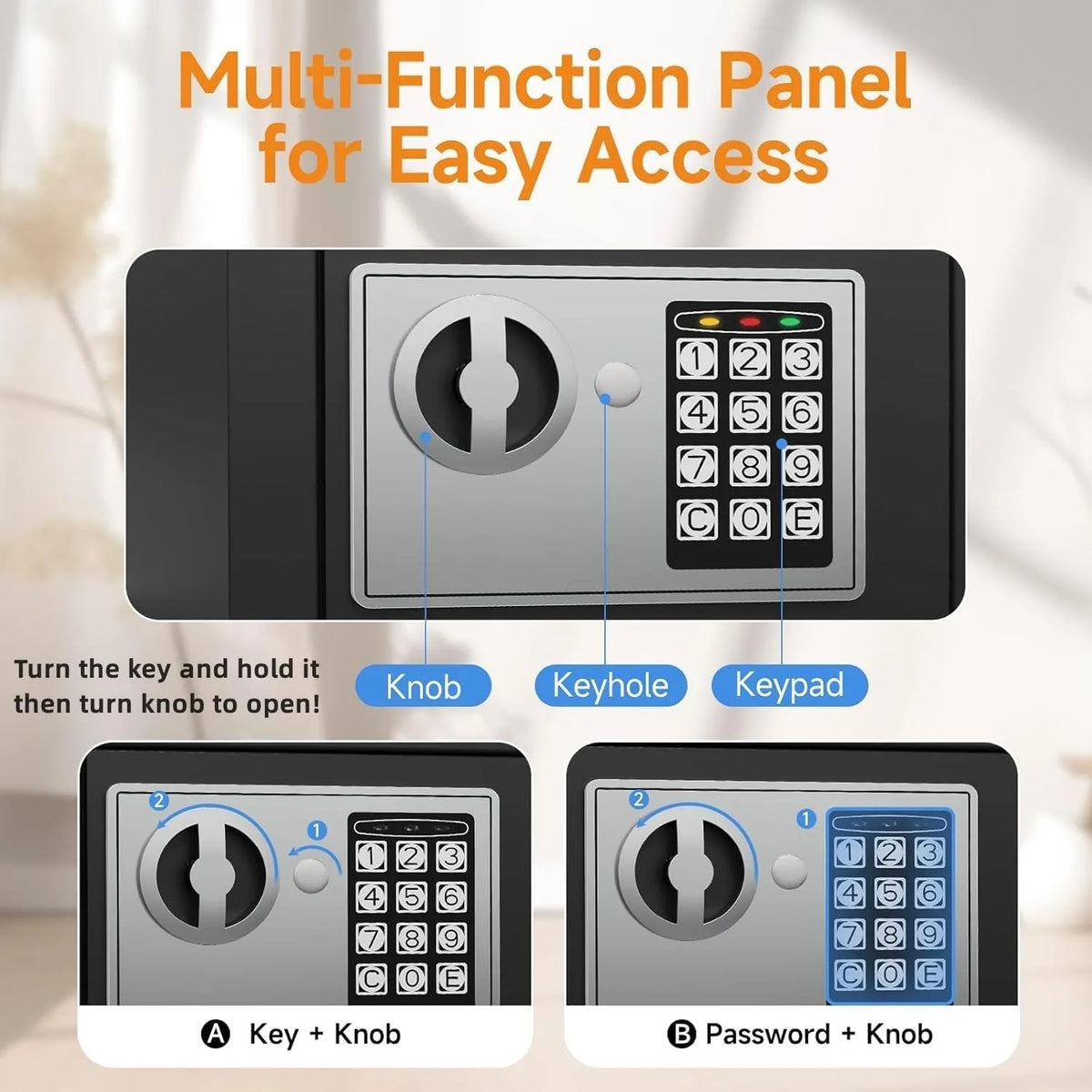 2026 NEW Electronic Safe Deposit Safe Box All Steel for Home Office Password and Key Unlock Safe and Compact