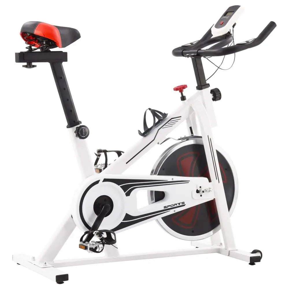 vidaXL Exercise Training Bike with Pulse Sensors White and Red - Image #7