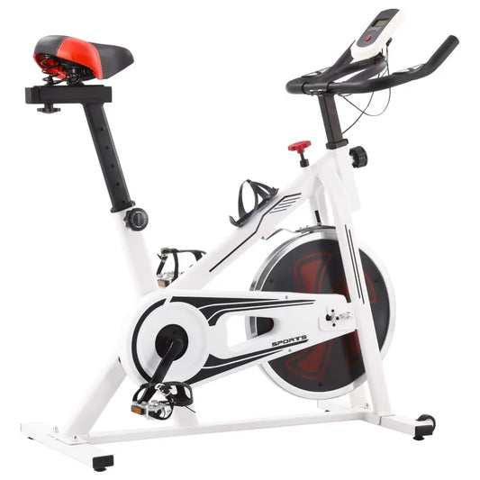 vidaXL Exercise Training Bike with Pulse Sensors White and Red - Image #1