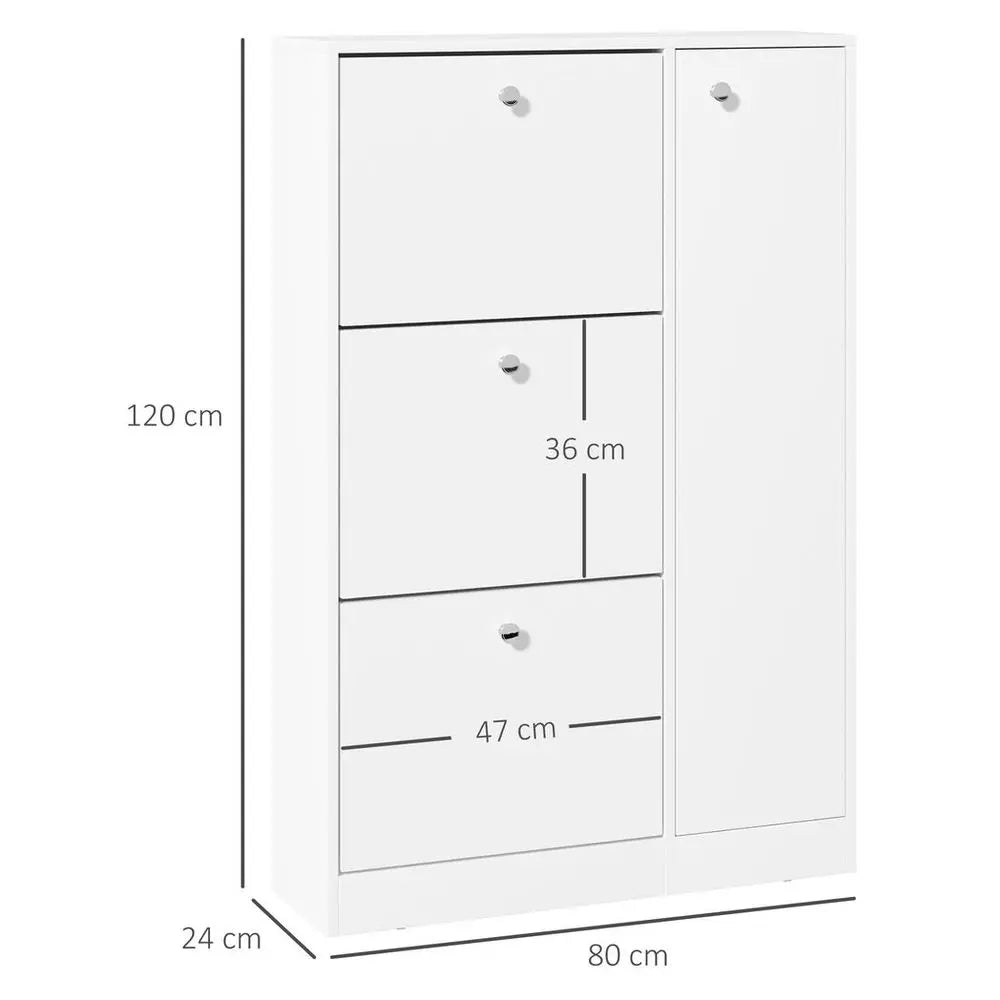 4 Compartment Shoe Storage Cabinet w/ Shelves Footwear Home Office Hallway - Image #4