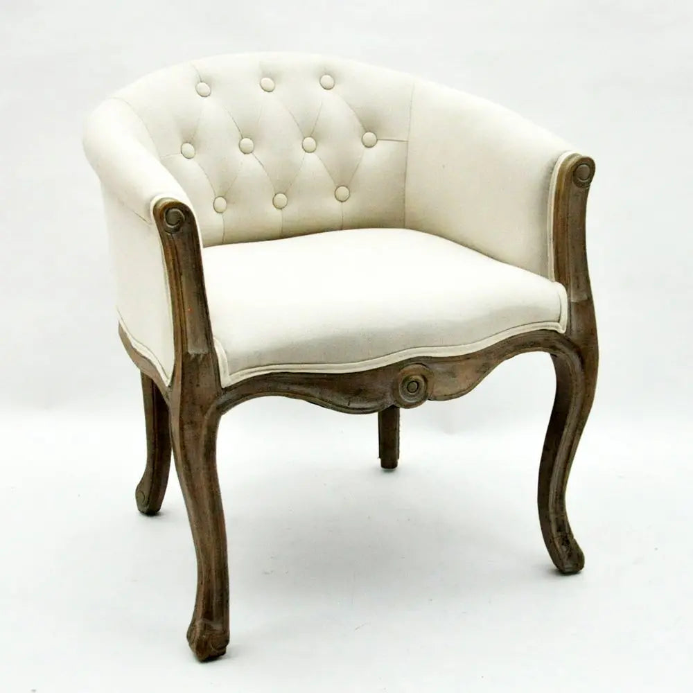 NATURAL FR LINEN FABRIC LOUIS CHAIR - Image #3