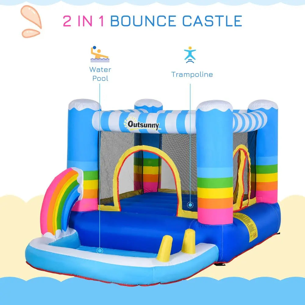 Kids Bouncy Castle with Pool Outdoor Trampoline W/ Net Blower 3-8 Yrs - Image #4