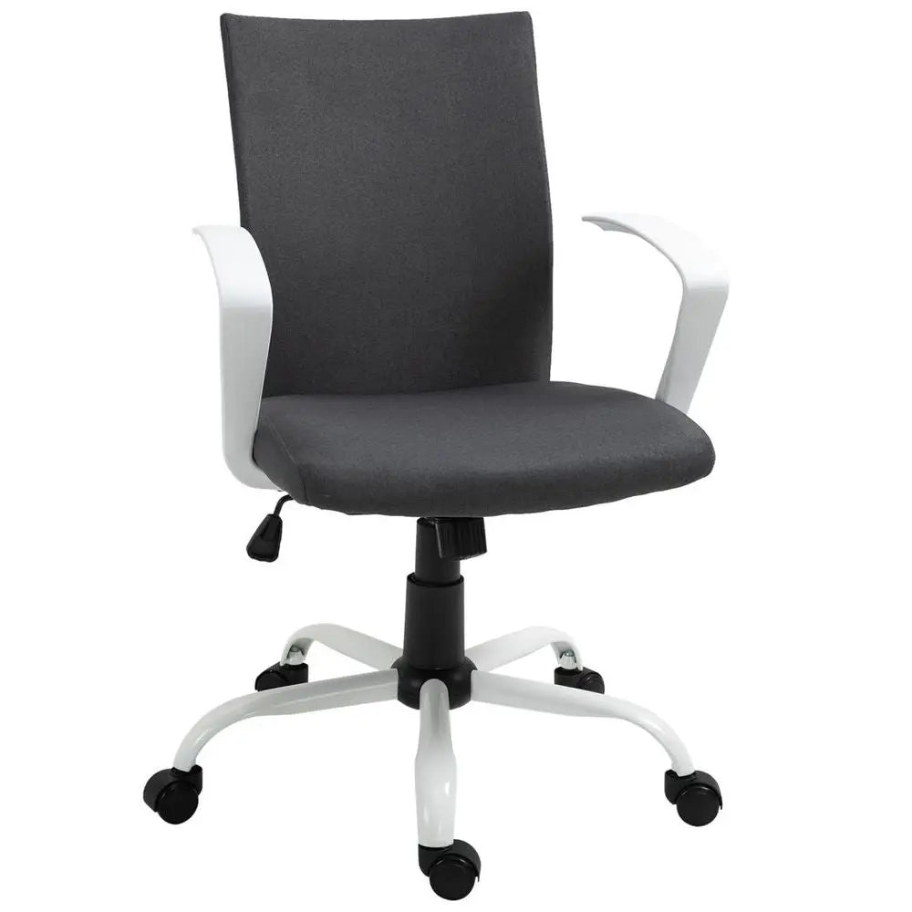 Office Chair Linen Swivel Computer Desk Chair Home Study Task Chair, Dark Grey - Image #2