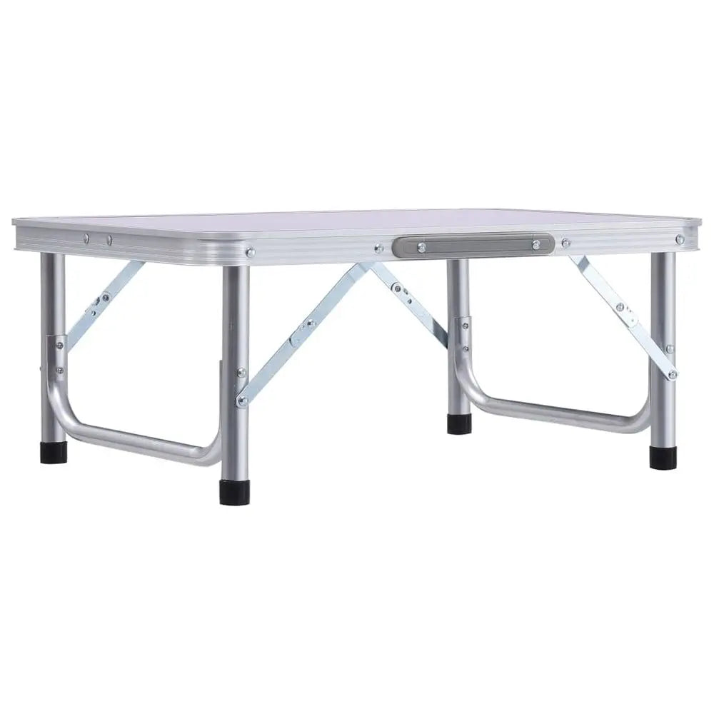 vidaXL Folding Camping Table White Aluminium 60x45 cm - Image #2