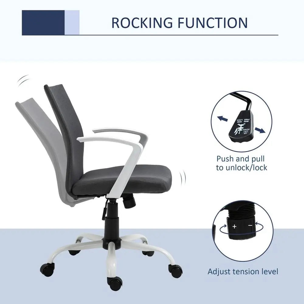 Office Chair Linen Swivel Computer Desk Chair Home Study Task Chair, Dark Grey - Image #6