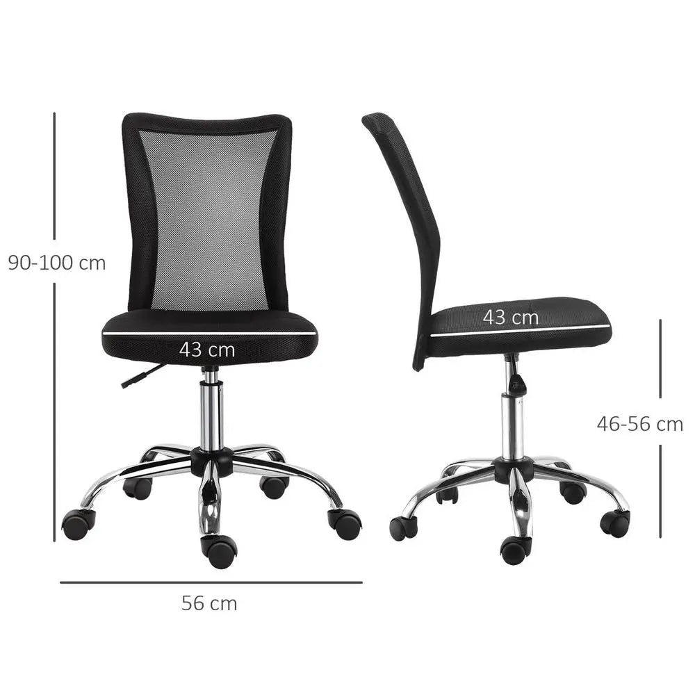 Armless Office Chair Ergonomic Padded Height Adjustable Mesh Back 5 Wheels - Image #4