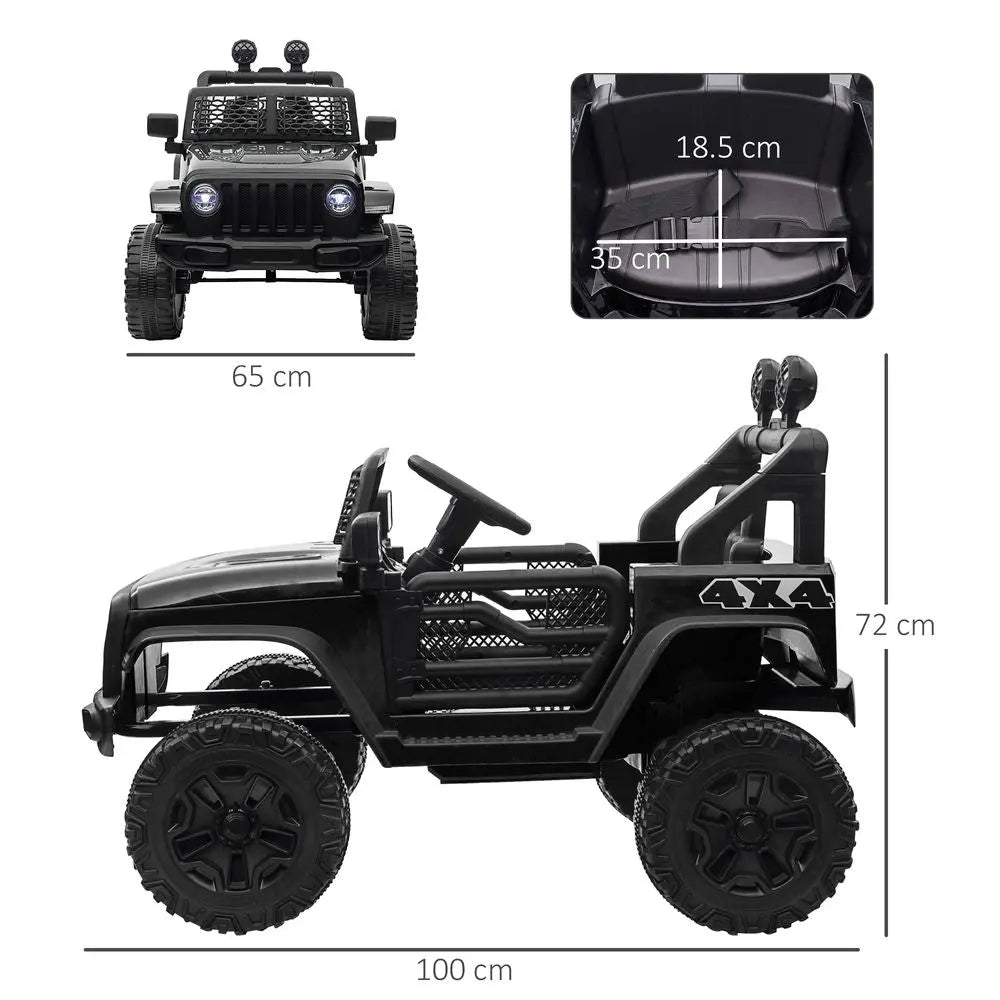 12V Kids Electric Ride On Car Truck Off-road Toy Remote Control Black HOMCOM - Image #3