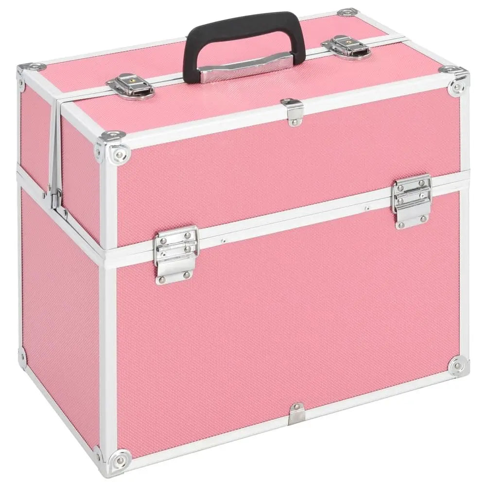 vidaXL Make-up Case 38x23x34 cm Silver Aluminium - Image #8