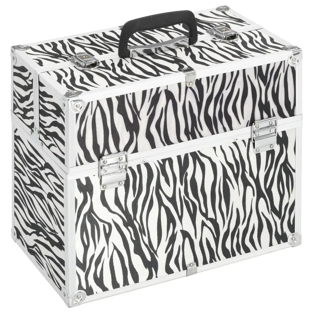 vidaXL Make-up Case 38x23x34 cm Silver Aluminium - Image #9