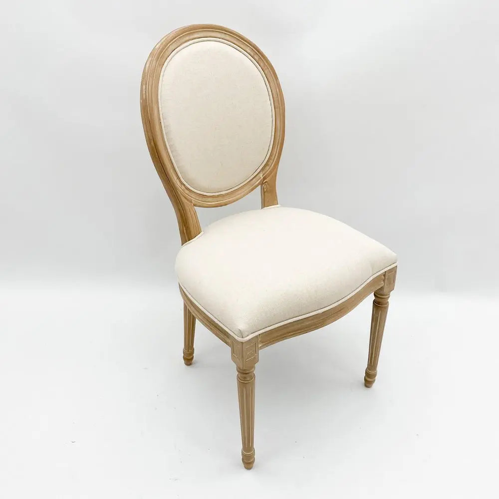 94CM CREAM LINEN FABRIC LOUIS ARMCHAIR - Image #1