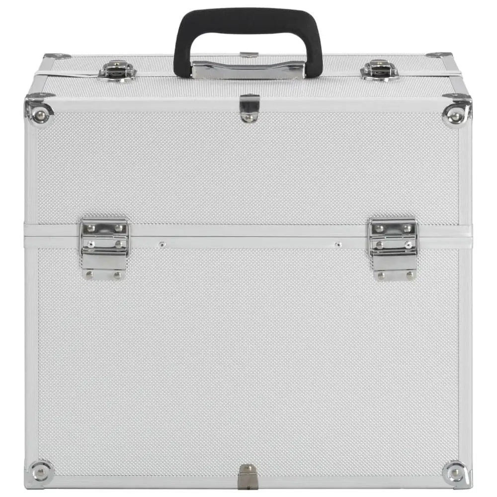 vidaXL Make-up Case 38x23x34 cm Silver Aluminium - Image #3