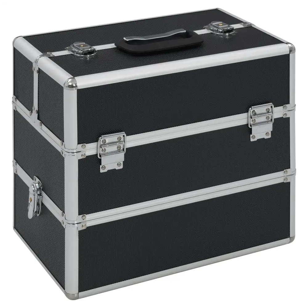 vidaXL Make-up Case 37x24x35 cm Black Aluminium - Image #2