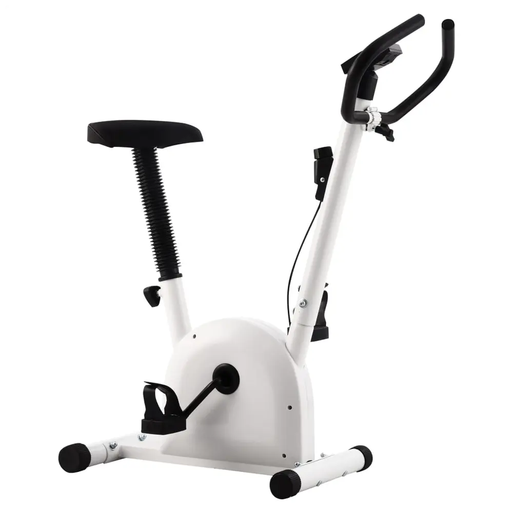 vidaXL Exercise Bike with Belt Resistance White - Image #3