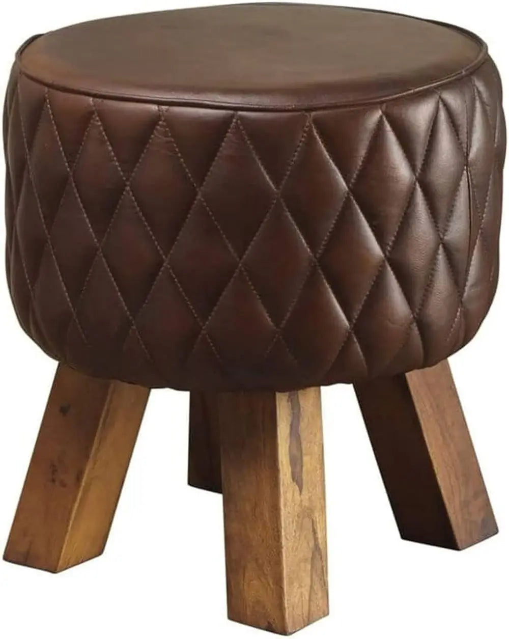 38CM LEATHER ROUND FOOTSTOOL - Image #1