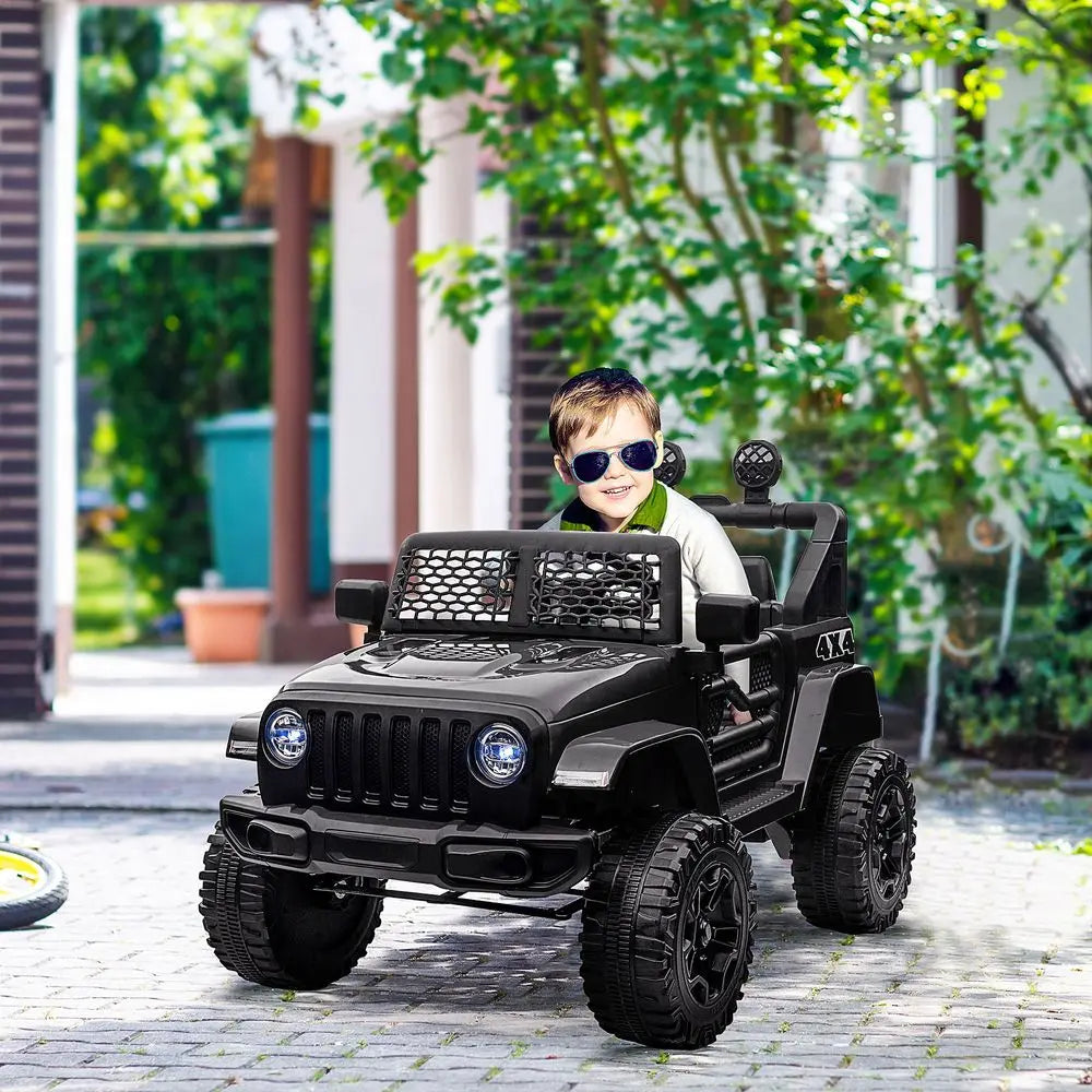 12V Kids Electric Ride On Car Truck Off-road Toy Remote Control Black HOMCOM - Image #2