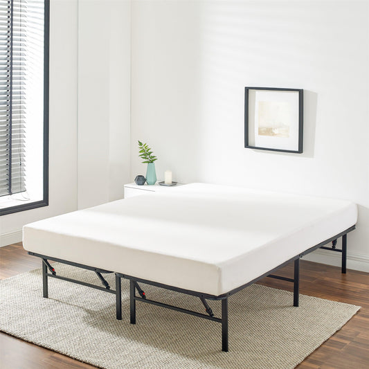 Mainstays 14" High Profile Foldable Steel Full Platform Bed Frame, Bla   Lastricks.