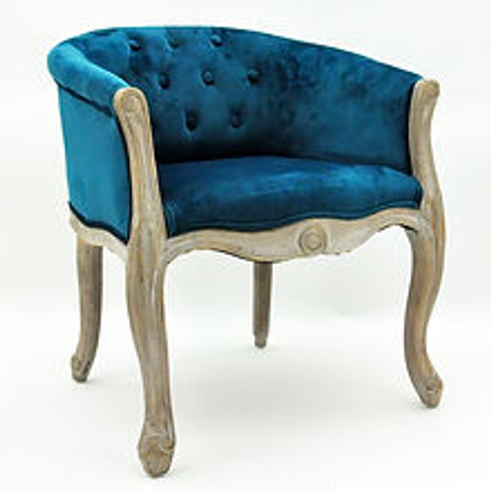 NATURAL FR TEAL VELVET LOUIS CHAIR