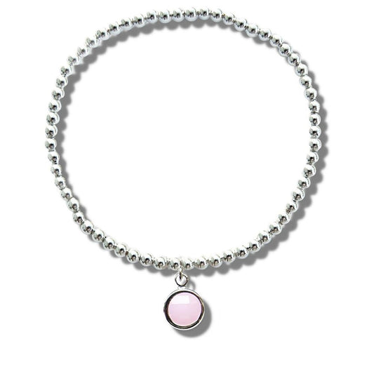 October Birthstone Beaded Bracelet - pale pink