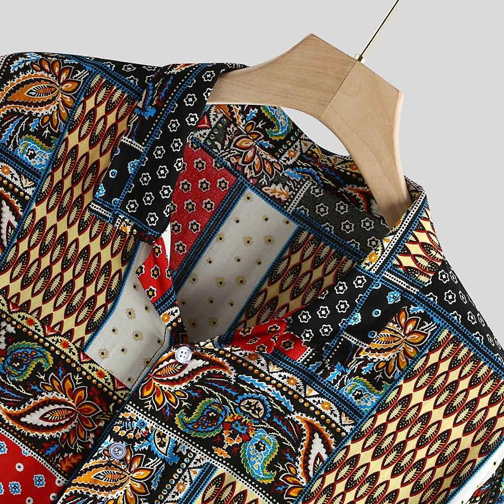 Summer new men's beach shirt linen printed short-sleeved shirt   Lastricks | London.