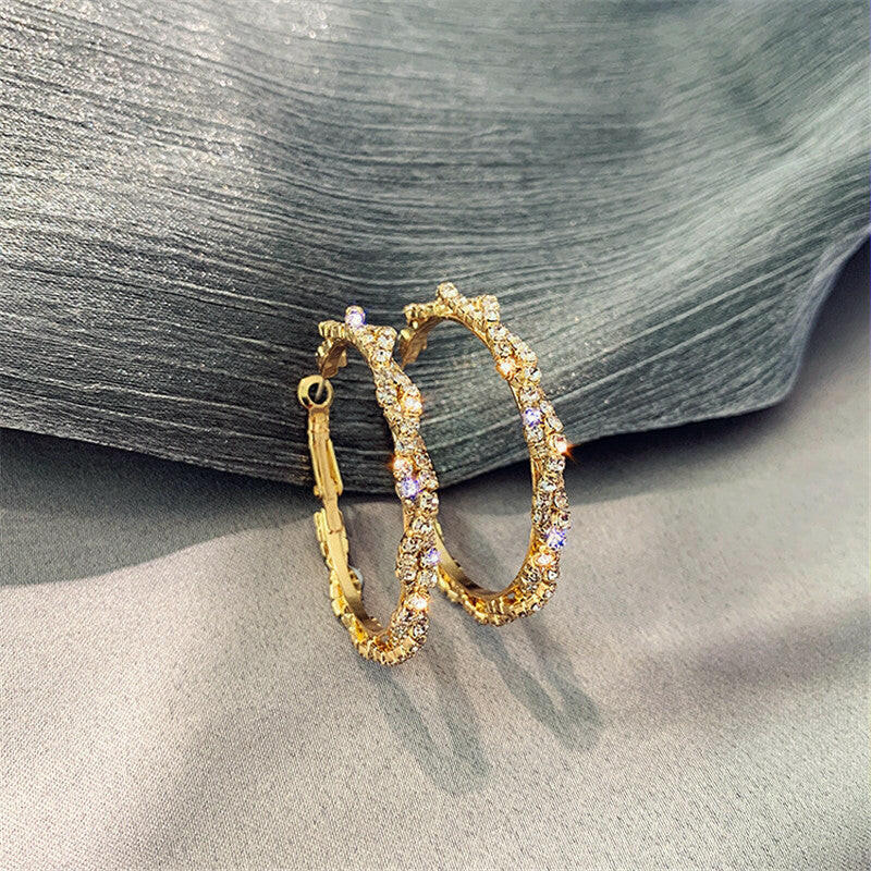 Shiny Screw Crystal Round Hoop Earrings bracelet  Lastricks | London.