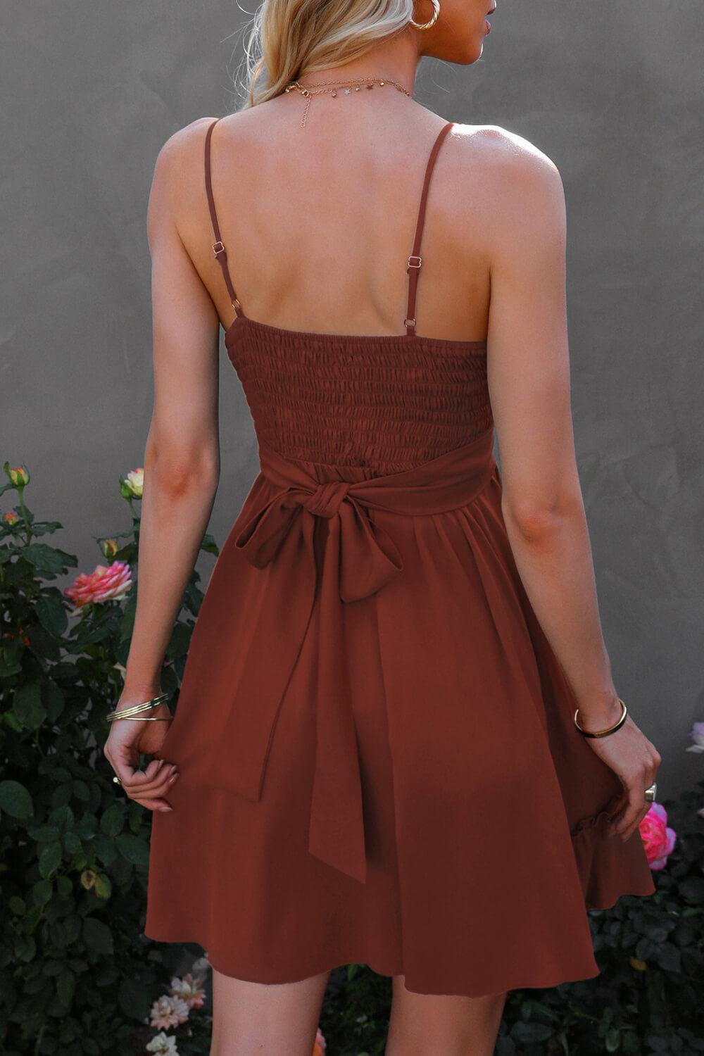 Spaghetti Strap Tie-Back Ruffle Hem Dress clothing  Lastricks | London.