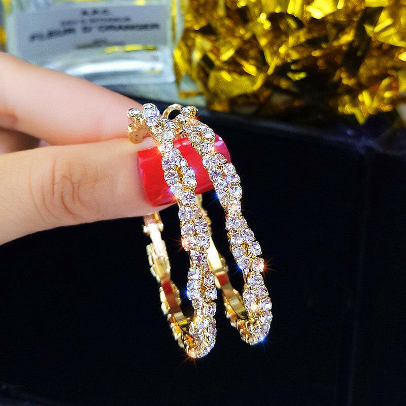 Shiny Screw Crystal Round Hoop Earrings bracelet  Lastricks | London.