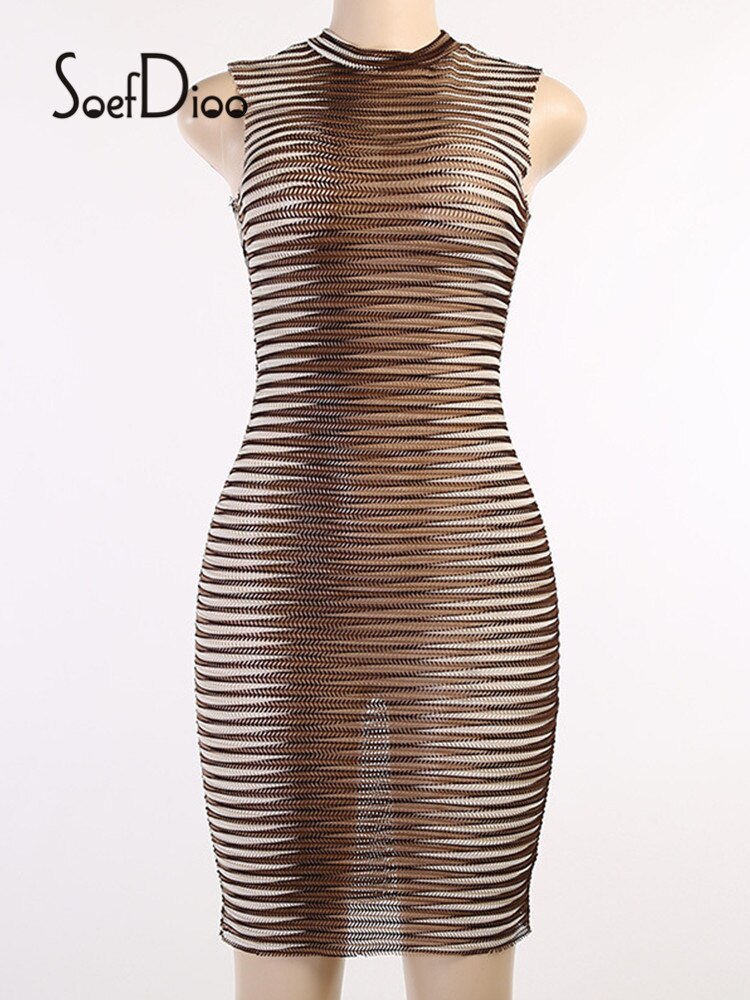 Stripe Printed O-neck Party Mini Dress clothing  Lastricks | London.
